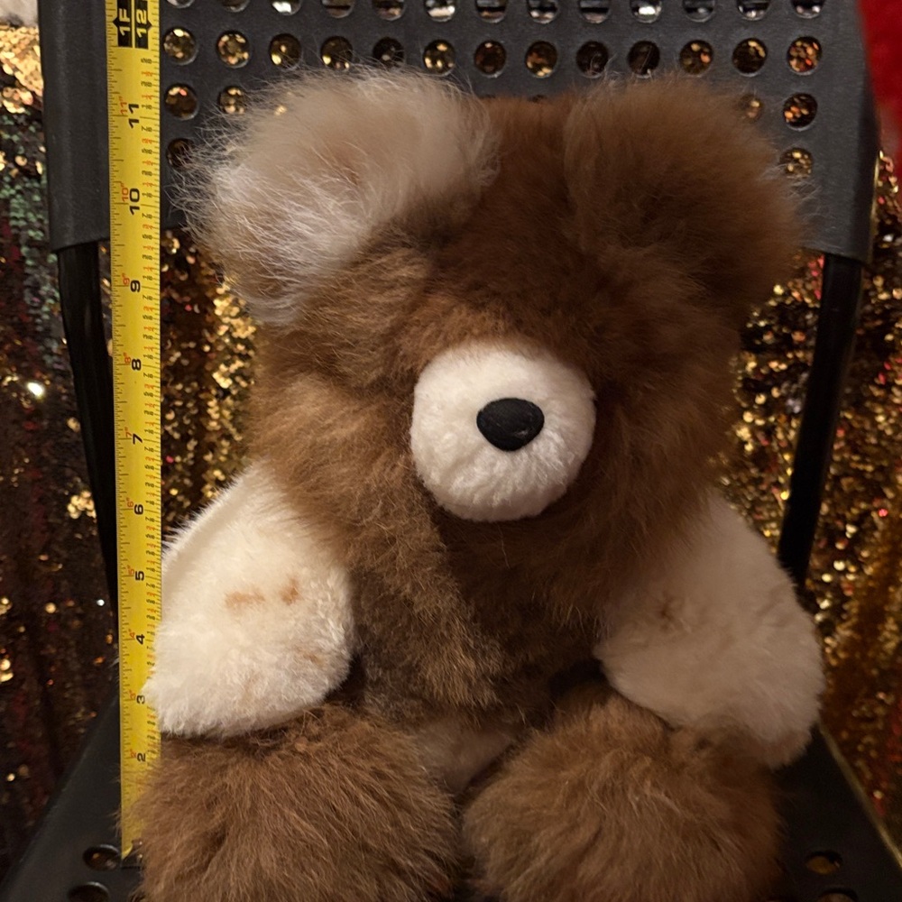 Brown and White Plush Alpaca Fur Bear - Picture 2 of 7